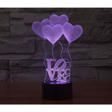 TD® Lampe de table à poser en forme de 4 cœurs LOVE / Lumière 3D Lampe à économie d'énergie / Couleur Changeante Multicolore