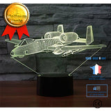 TD® Lampe optique poser décoratif tactile 7 couleurs illusion optique - modèle avion - faible consommation câble USB ou prise secteu