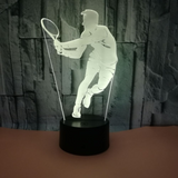 TD® Décoratif USB Tennis 7 Couleurs Télécommande Illusion Optique Veilleuse 3D Visualisation Tableau Lampes De Bureau 3D Glow LED @M