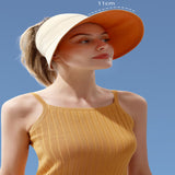 TD® Chapeau de soleil double face femme anti-ultraviolet pare-soleil vide couverture plage visage chapeau de soleil été grand bord