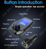TD® Transmetteur Voiture Bluetooth FM Mains libres MP3 T26D/ Couleur grand écran QC3.0 Charge rapide Radio FM/MP3