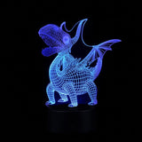 TD® Lampe optique poser décoratif tactile 7 couleurs illusion optique - modèle dragon - faible consommation câble USB ou 3 piles AAA