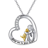 TD® S925 Collier en argent Lettres en forme de coeur pour femmes Animaux Pièces humaines Bijoux colorés Mode Simple