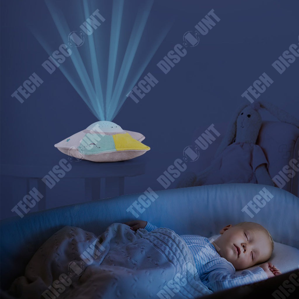 TD® Bébé sommeil pentagramme lampe de projection ciel étoilé enfants apaiser la musique lumineuse en peluche