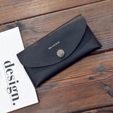 TD® Portefeuille pour Femme Pochette main Noir Multi-fonctionnel Étanche et Résistant Couleur Unie /Détail Bouton à Pression Argenté