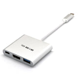 TD® Adaptateur USB 3 en 1 Multiport USB 3.1 type C/Thunderbolt 3 vers USB 3.0 + HDMI multisupport Macbook Chromebook, Gris PC