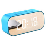 TD® Enceinte bluetooth acve LED Horloge Digitale Réveil Miroir Haut Parleur Bluetooth sans fil  Support TF USB lecteur Musique Bleu