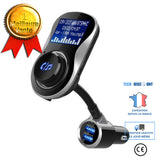 TD® Transmetteur FM Bluetooth Kit de Voiture Mains Libres,Chargeur de Voiture avec 2 Port USB,1.4" LCD Display, TF-lecteur Flash USB