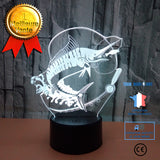 TD® Décoratif USB Fish 7 Couleurs Télécommande Illusion Optique Veilleuse 3D Visualisation Table Bureau Lampes 3D Glow LED