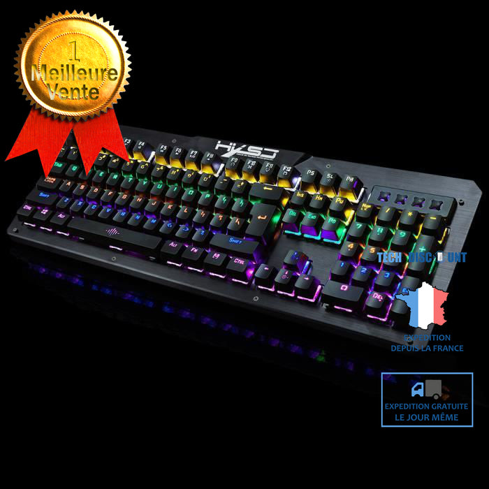TD® Clavier Gamer Mécanique Rétro éclairage Couleur Noir RGB Touches Q –