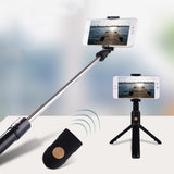 TD® Trépied selfie stick, télécommande Bluetooth artefact selfie universel en acier inoxydable noir pour téléphones mobiles Android/
