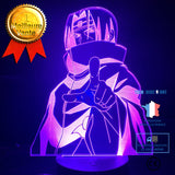TD® Veilleuse 3D,3D Led Veilleuse Naruto Uchiha Itachi Action Figure 7 Couleurs Toucher Illusion Optique Lampe De Table E13003