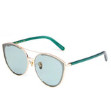 TD® Lunettes de soleil mode opticien dames verres ronds mode monture métal UV400 crème solaire lunettes de soleil polarisées accesso
