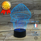 TD® 3D Lampe Illusion Optique Led Veilleuse 3D Lampe Champignon 7 Couleur Led Veilleuses Pour Enfants Touch Led Usb Table Lampara La