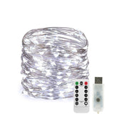 TD® Guirlande lumineuse LED en cuivre étanche Noël 10M 100 LED 8 modes avec Télécommande Blanc