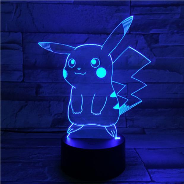 TD® Lampe Veilleuse 3D Pokemon Pikachu USB changements de 7