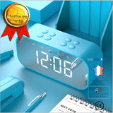 TD® Enceinte bluetooth acve LED Horloge Digitale Réveil Miroir Haut Parleur Bluetooth sans fil  Support TF USB lecteur Musique Bleu