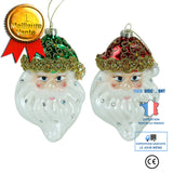 TD® Ornements de Noël faits à la main en verre du Père Noël Décorations de scène d'arbre de Noël 2 packs