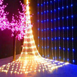 TD® 3 x 3m Cascade de météore étanche guirlande lumineuse LED cascade guirlande lumineuse rideaux mariage fond lumières - Bleu