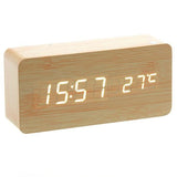 TD® Horloge Réveil Alarme Digital LED en Bois avec fonctions thermomètre double entrées pile ou alimentation direct multifonctions