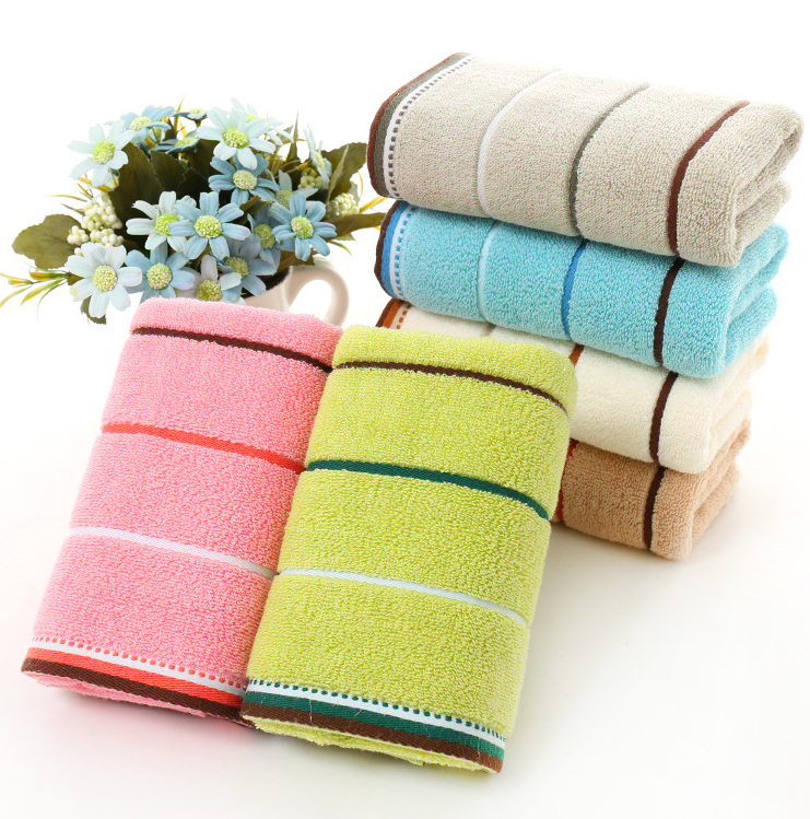 Ensemble 6 serviettes douces absorbantes femmes hommes couleurs toillette Kit hygiéne qualité conton fils épais rayures