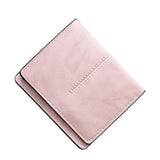 TD® Portefeuille en cuir PU Rose Femmes Rétro  Court Porte-Cartes Sac À Main Coutures  de même couler Discrets et Raffinés Chic
