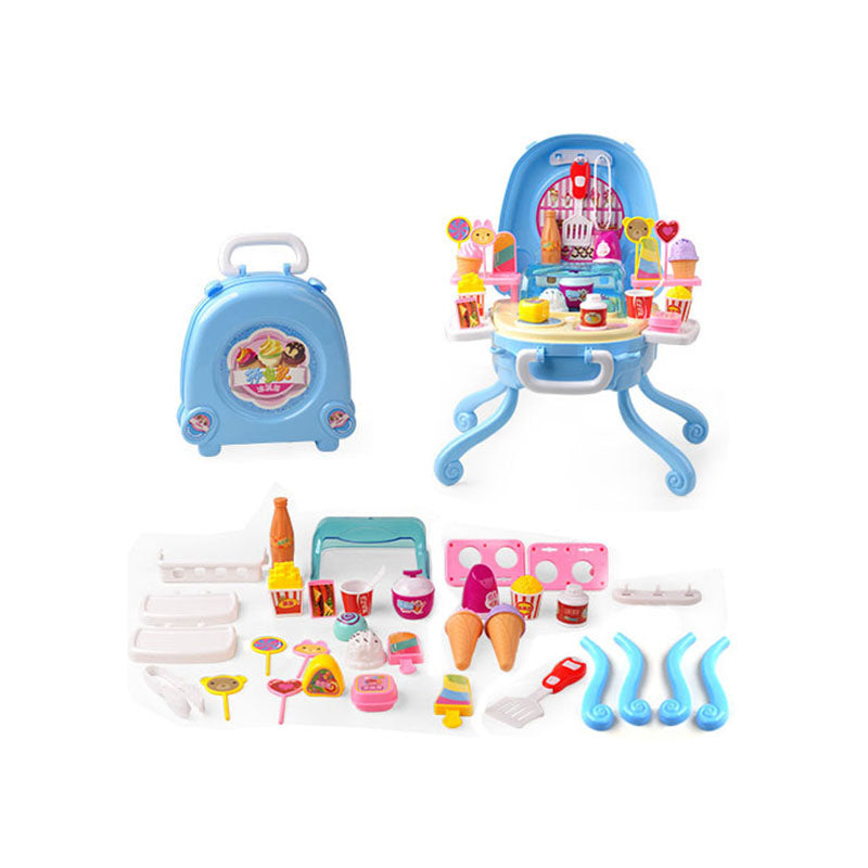 TD® Enfants d'âge préscolaire Éducation Ustensiles de cuisine Couverts Boîte Vaisselle Souvenirs jouet -bleu