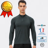 Sweat-shirt fitness homme automne/hiver fitness manches longues séchage rapide basket-ball running sportswear demi-zip sweat-