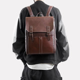 TD® Sac à dos à la mode de style britannique rétro européen et américain sac d'ordinateur pour étudiant en plein air en cuir pour fe