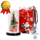 TD® Abat-jour en verre de Noël ornements décoratifs créatifs mini arbre de Noël lumières LED ornements d'abat-jour en verre lumineux