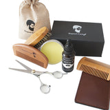 Set de Soin de Barbe, huile à Barbe, Baume, Peigne à Barbe brosse Ciseaux à Barbe Cadeau Homme outils barber shop barbier tai