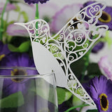 TD® Lot de 50 Pièces de Décoration de verre, table en forme d'oiseau/Inscription Carte Nom Place-Verre Ajouré Blanc Mariage Soirée