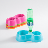 Gamelle Bol en Acier Distributeur Pratique Petit Moyen Chiens Chiots Chats (Bleu)