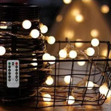 TD® Guirlande lumineuse LED à Piles - 80 Ampoules - Blanc Chaud - 10 m