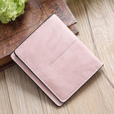 TD® Portefeuille en cuir PU Rose Femmes Rétro  Court Porte-Cartes Sac À Main Coutures  de même couler Discrets et Raffinés Chic