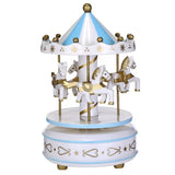 TD® Ustensiles de Décoration Gâteau/Boîte à Musique Merry-Go-Round gâteau anniversaire musique Coffret cadeau Home Décor Bleu blanc