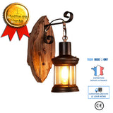 TD® lampe murale en bois massif de style industriel rétro personnalité restaurant café créatif allée lampe murale décorative