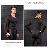 Combinaison d'entraînement sportif PRO Tight Fitness pour hommes Combinaison à séchage rapide extensible manches longues + pa