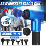 TD® NEUFU Pistolet De Massage À Percussion Thérapie Engrenages Muscle Relax Masseur Tissu Profond 6 Tête BLEU