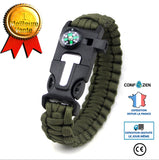 Fournitures de plein air bracelet tressé en corde de parapluie bracelet de survie en silex multifonctionnel et sifflet haut d