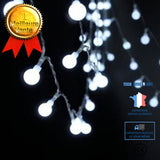 TD® Guirlande Lumineuse LED de batterie de petite boule givrée blanc chaud - 40 Boules - Blanc - 6 m