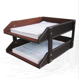 TD® Support de stockage Fournitures de bureau Support de classement en cuir PU double couche Plateau de classement A4 Support  stock