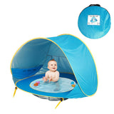 TD® Tente Plage Tente de bébé Anti-UV Upf 50+ Bébé Piscine Détachable Fond Etanche Camping Protection Abri 117*79*70 cm  bleu