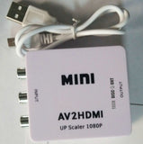 TD® Adaptateur RCA vers HDMI Convertisseur vidéo Mini AV Prise en Charge 1080P audio adaptateurs femelle charge USB 3RCA console AV2