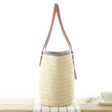 TD® Sac tissé à bandoulière simple européen et américain Sac pour femmes de plage Sac de paille Sac de paille pendentif gland de mod