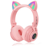 TD® Nouveaux écouteurs de sport bluetooth JST-26 oreilles de chat mignons écouteurs pliables lumineux écouteurs de sport stéréo