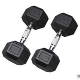 TD® Haltère fixe hexagonal encapsulé caoutchouc écologique salle gym musculation fitness géométrique noir équipement ergonomique