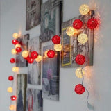 TD® 4M 20LED Veilleuse takraw Guirlande Lumineuse LED ornements- Diamètre 5cm-Compartiment à piles-[Rouge+Blanc]
