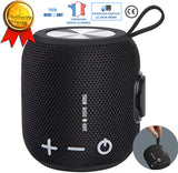 TD® Haut-parleur sans fil Bluetooth noir cylindrique avec touches blanches en plein air, étanche Mini haut-parleur en tissu portable