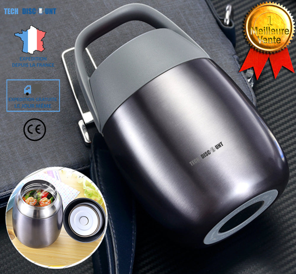 TD® Thermos alimentaire chaud café thé mug 450ml soupe portable chauffage isotherme boîte à lunch mini cuiseur voyage voiture repas